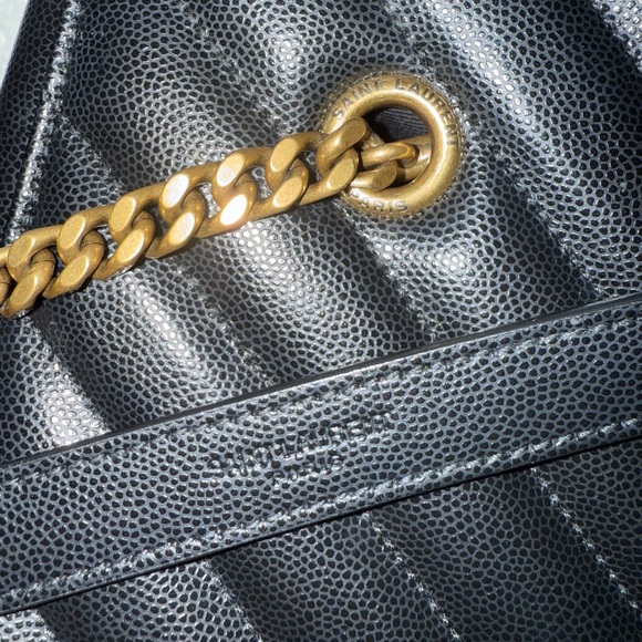 NEW Saint Laurent Black Iconic TRIBECA Chevron Shoulder Bag - Picture 5 of 7